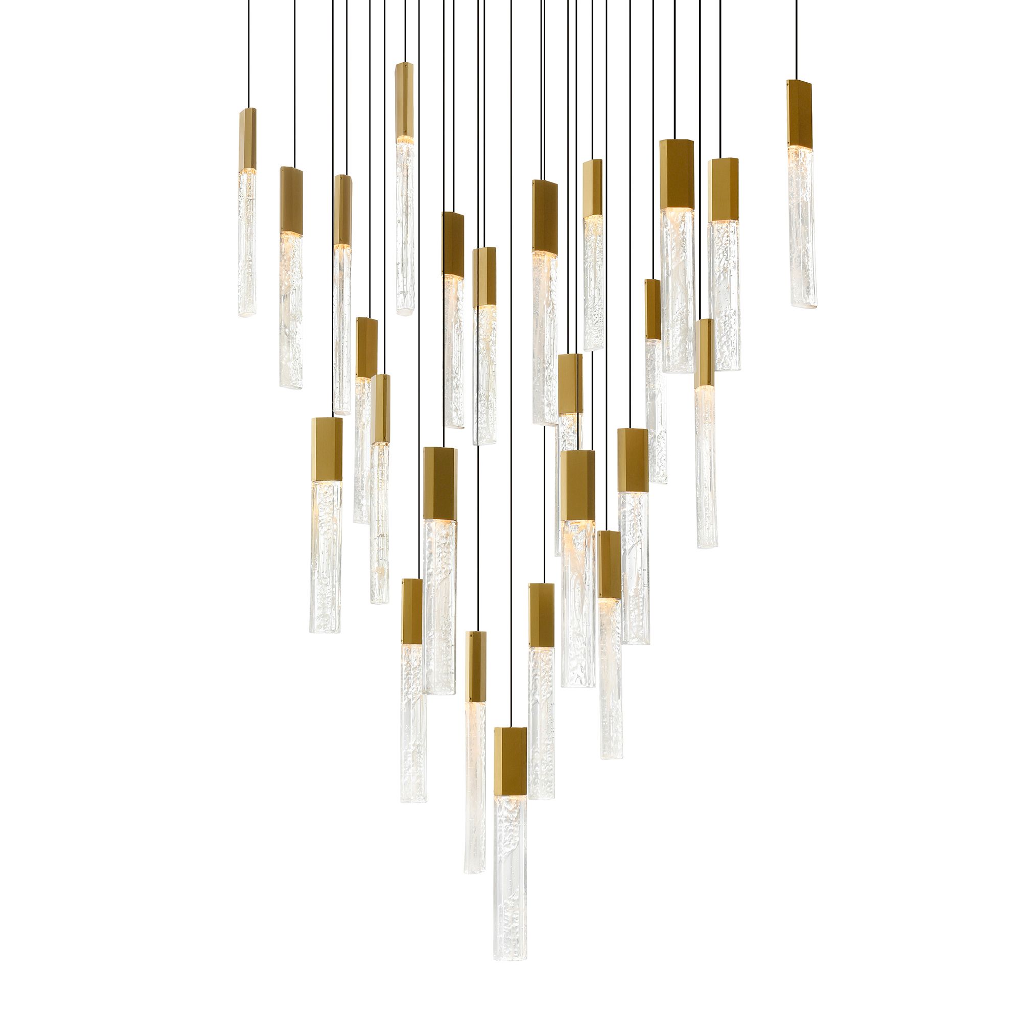 Thumbnail2 of Greta Integrated LED 28in Brass Chandelier with Handcrafted Glass more views
