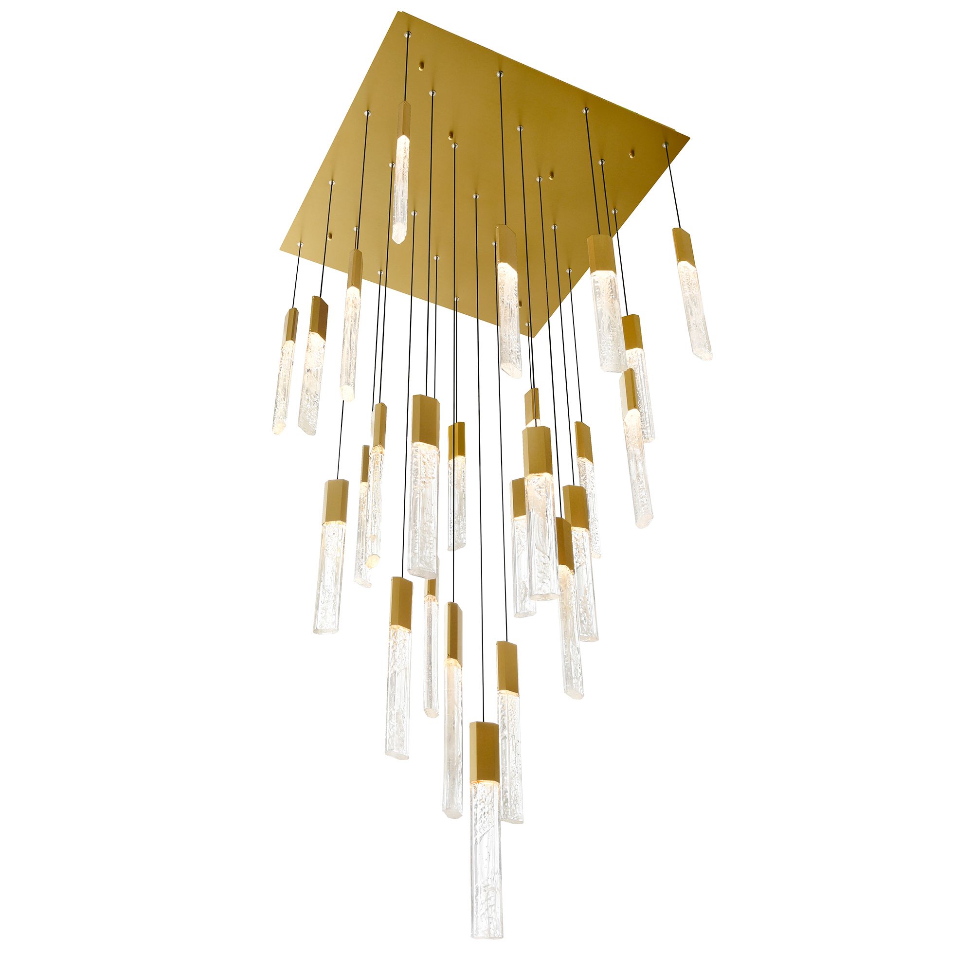 Thumbnail3 of Greta Integrated LED 28in Brass Chandelier with Handcrafted Glass more views