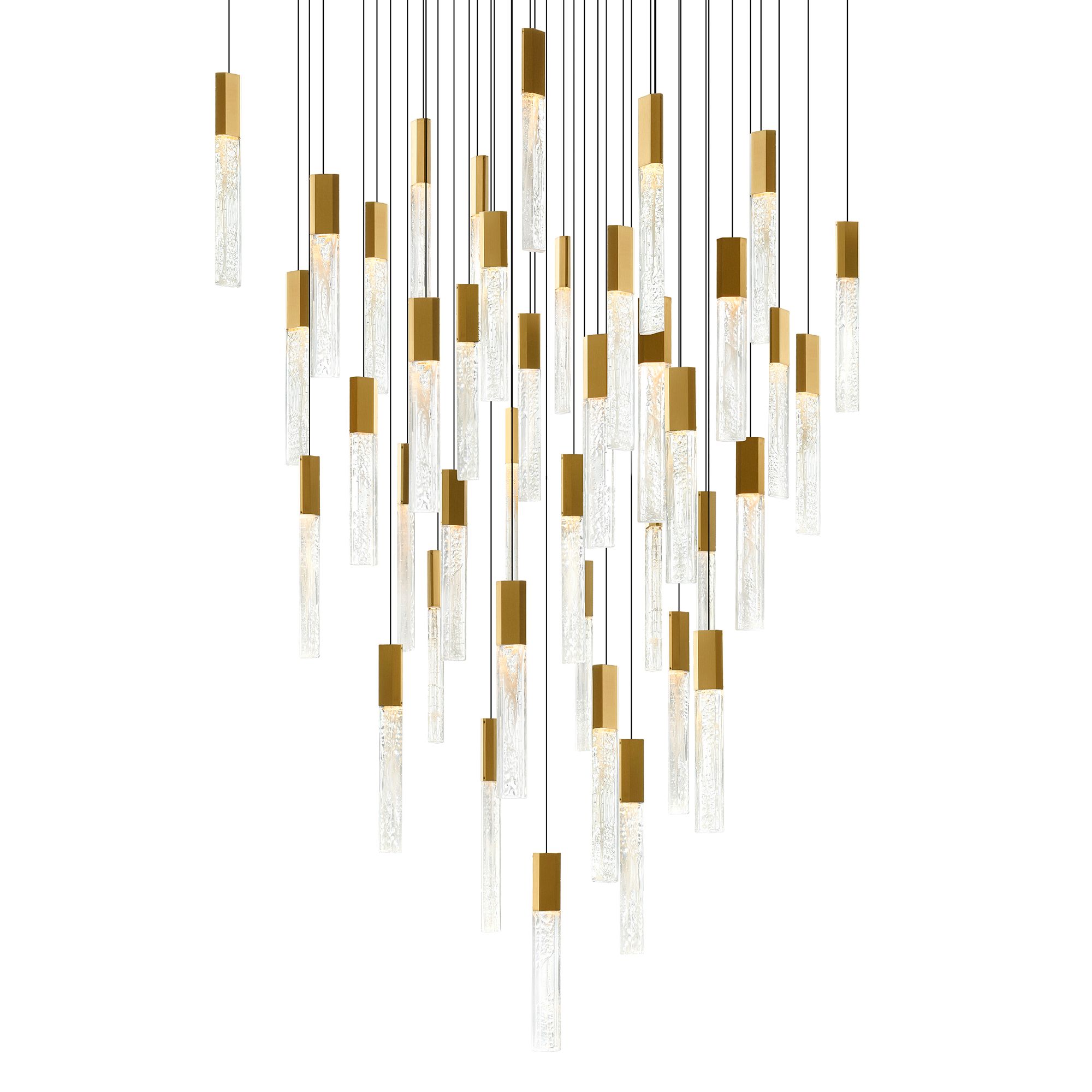 Image 2 Greta Integrated LED 36in Brass Chandelier with Handcrafted Glass more views
