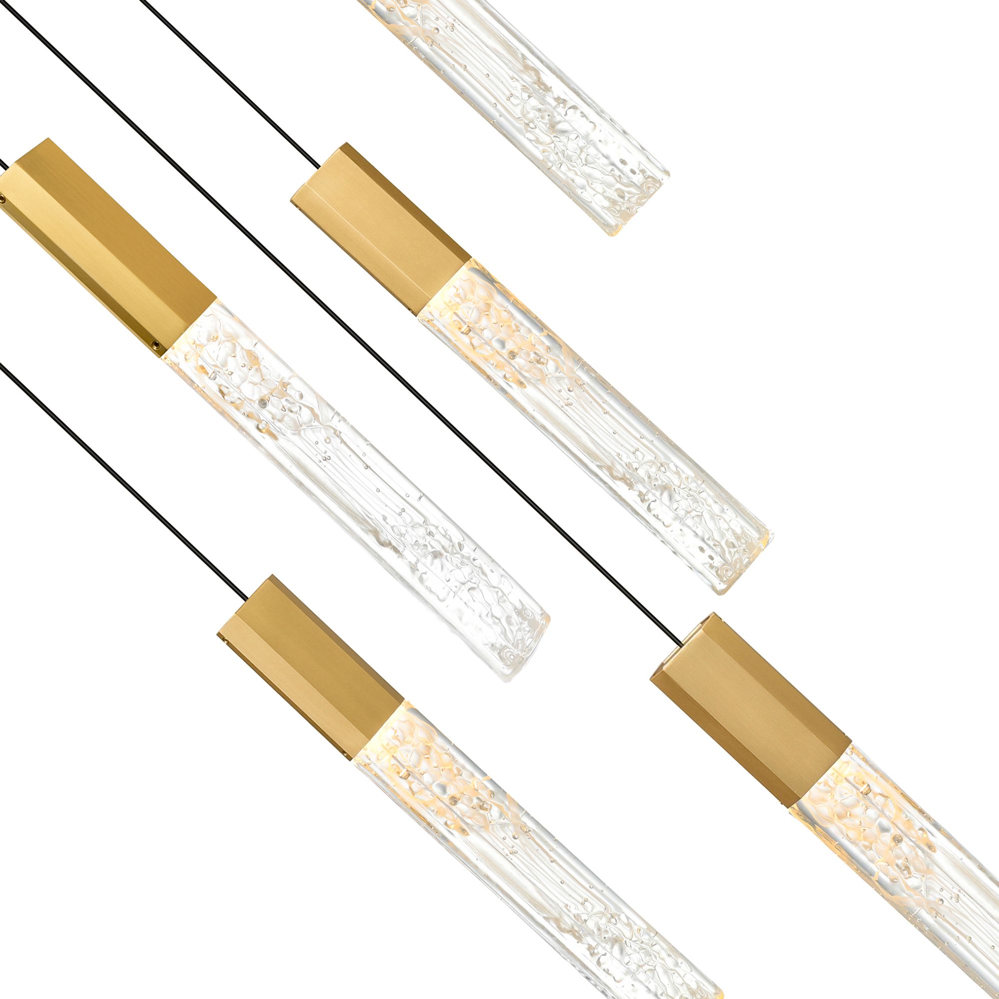 Image 3 Greta Integrated LED 36in Brass Chandelier with Handcrafted Glass more views