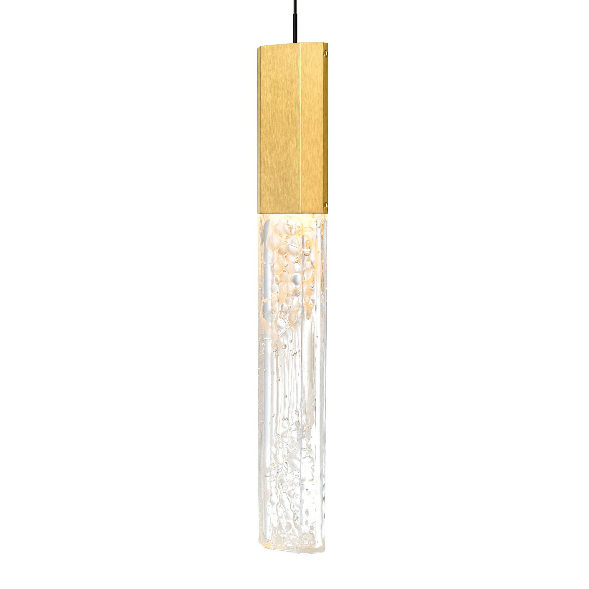 Image 4 Greta Integrated LED 36in Brass Chandelier with Handcrafted Glass more views