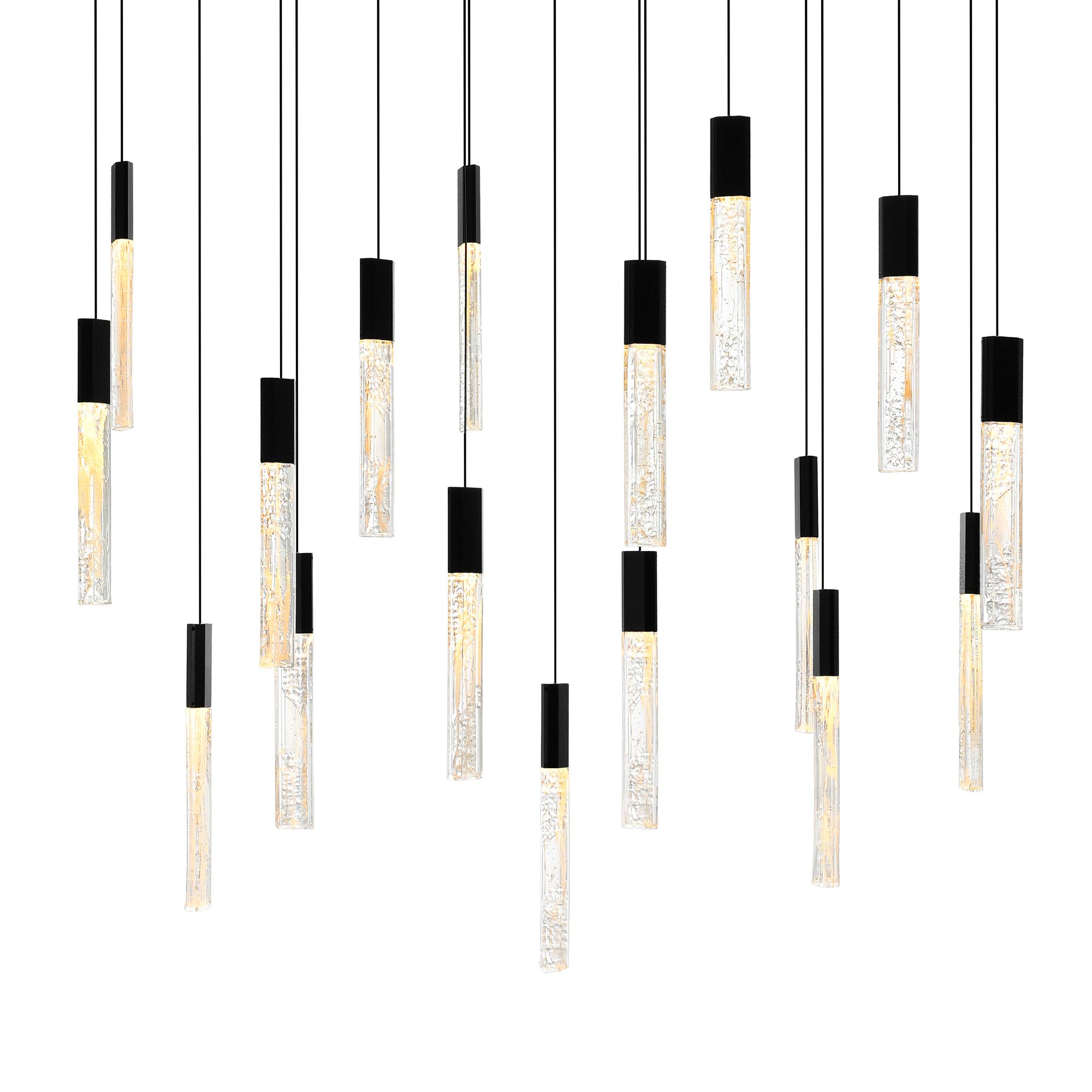 Image 2 Greta Integrated LED 48in Black Chandelier with Handcrafted Glass more views