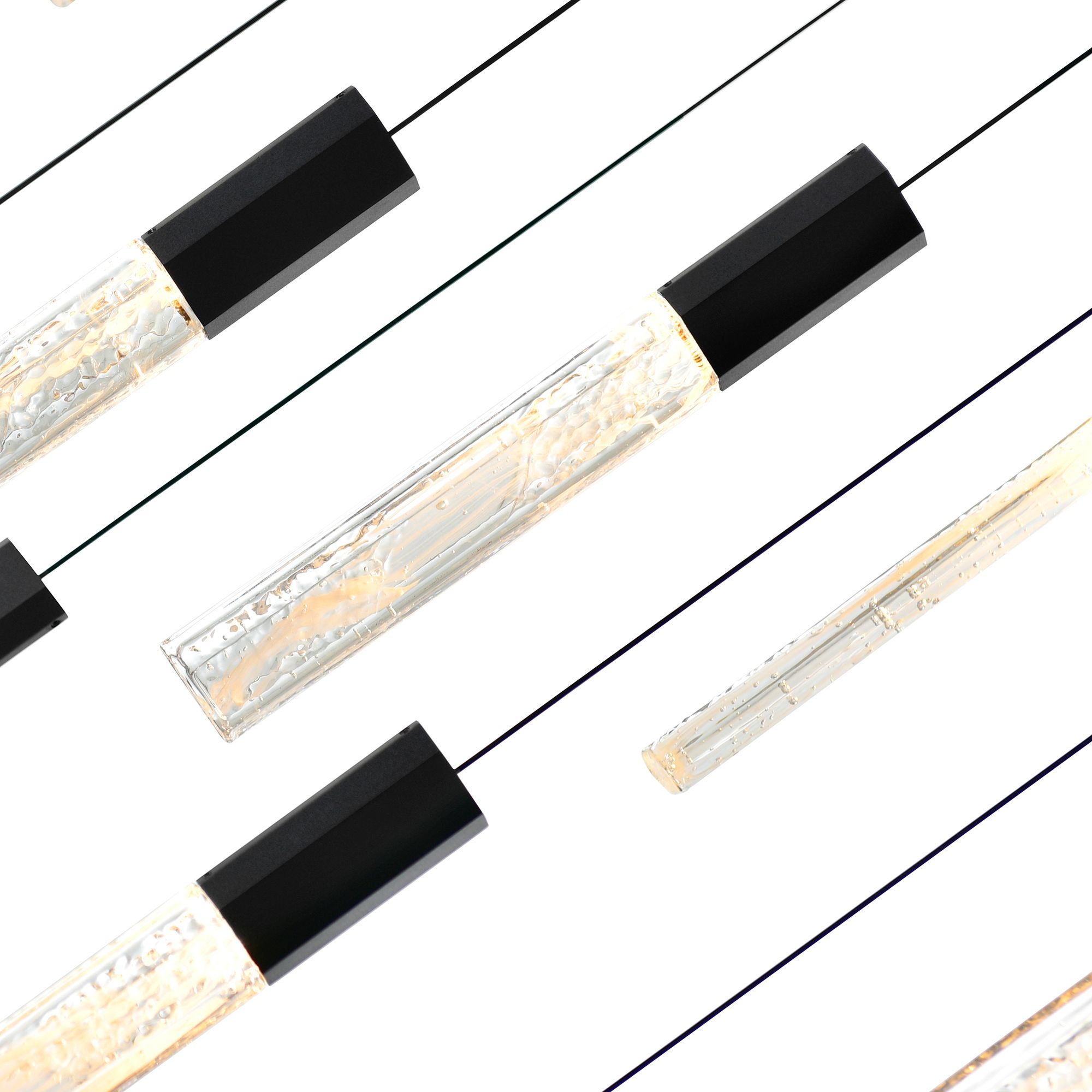 Image 4 Greta Integrated LED 48in Black Chandelier with Handcrafted Glass more views