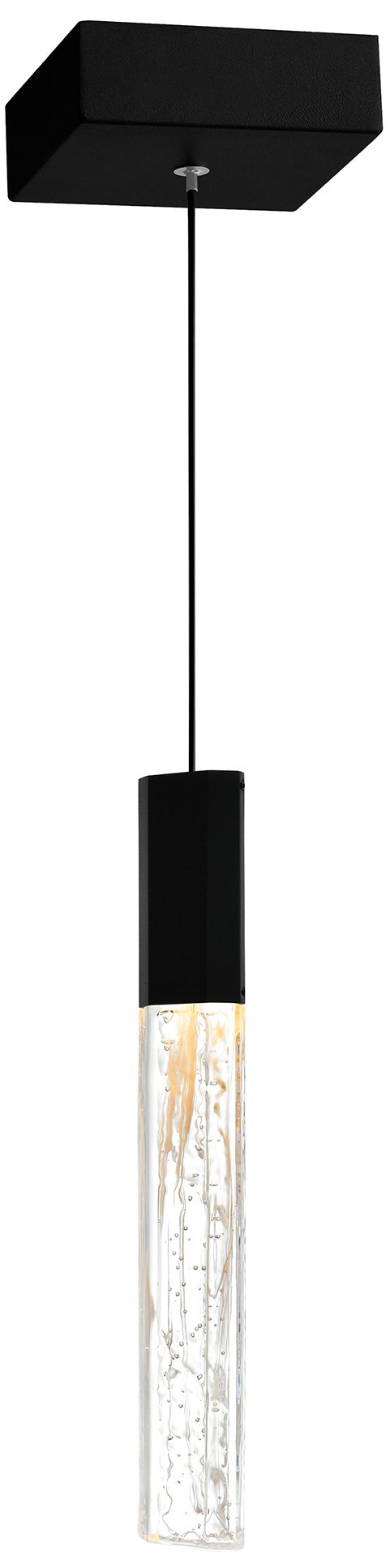 Greta Integrated LED 5in Black Mini Pendant with Handcrafted Glass