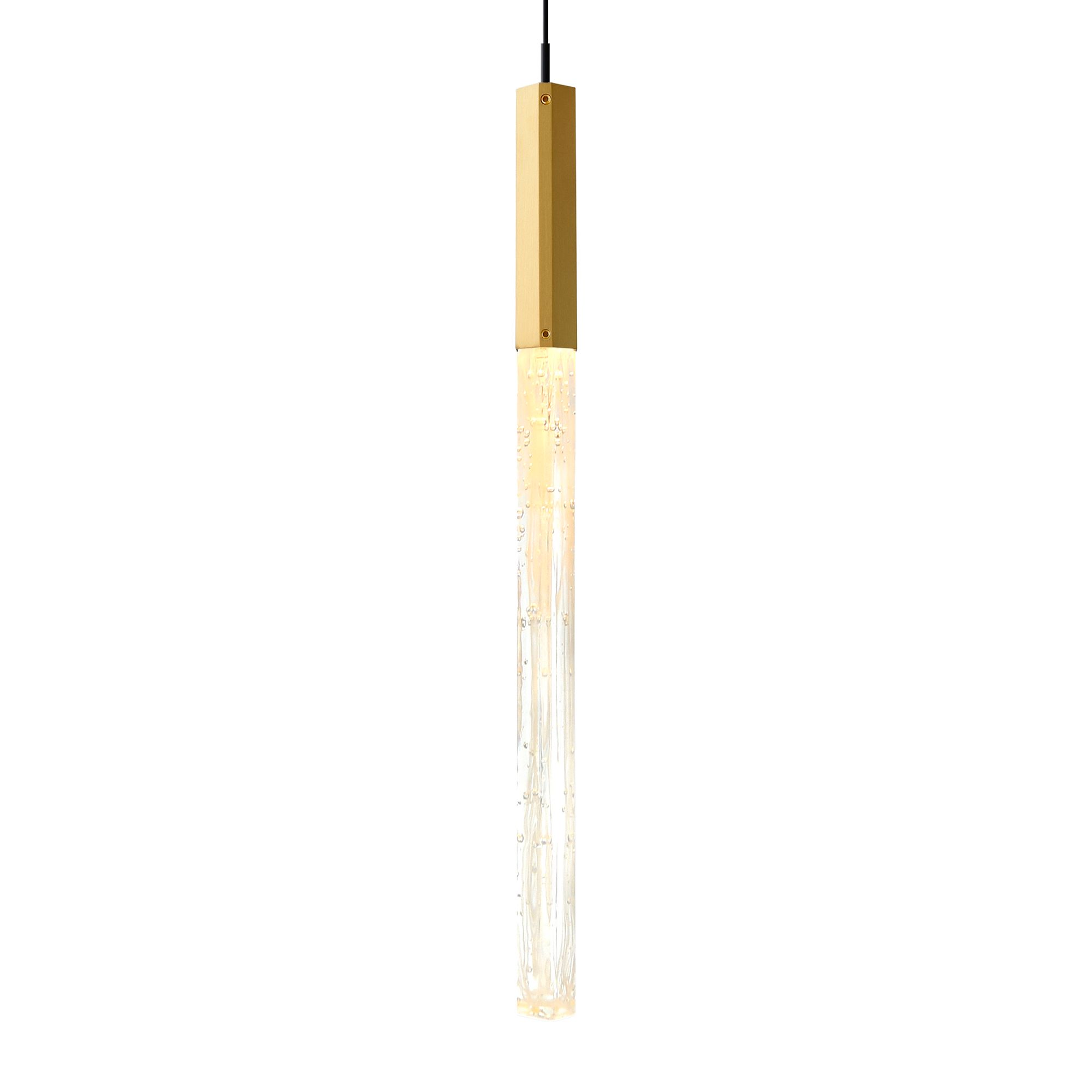 Image 3 Greta Integrated LED 5in Brass Mini Pendant with Handcrafted Glass more views