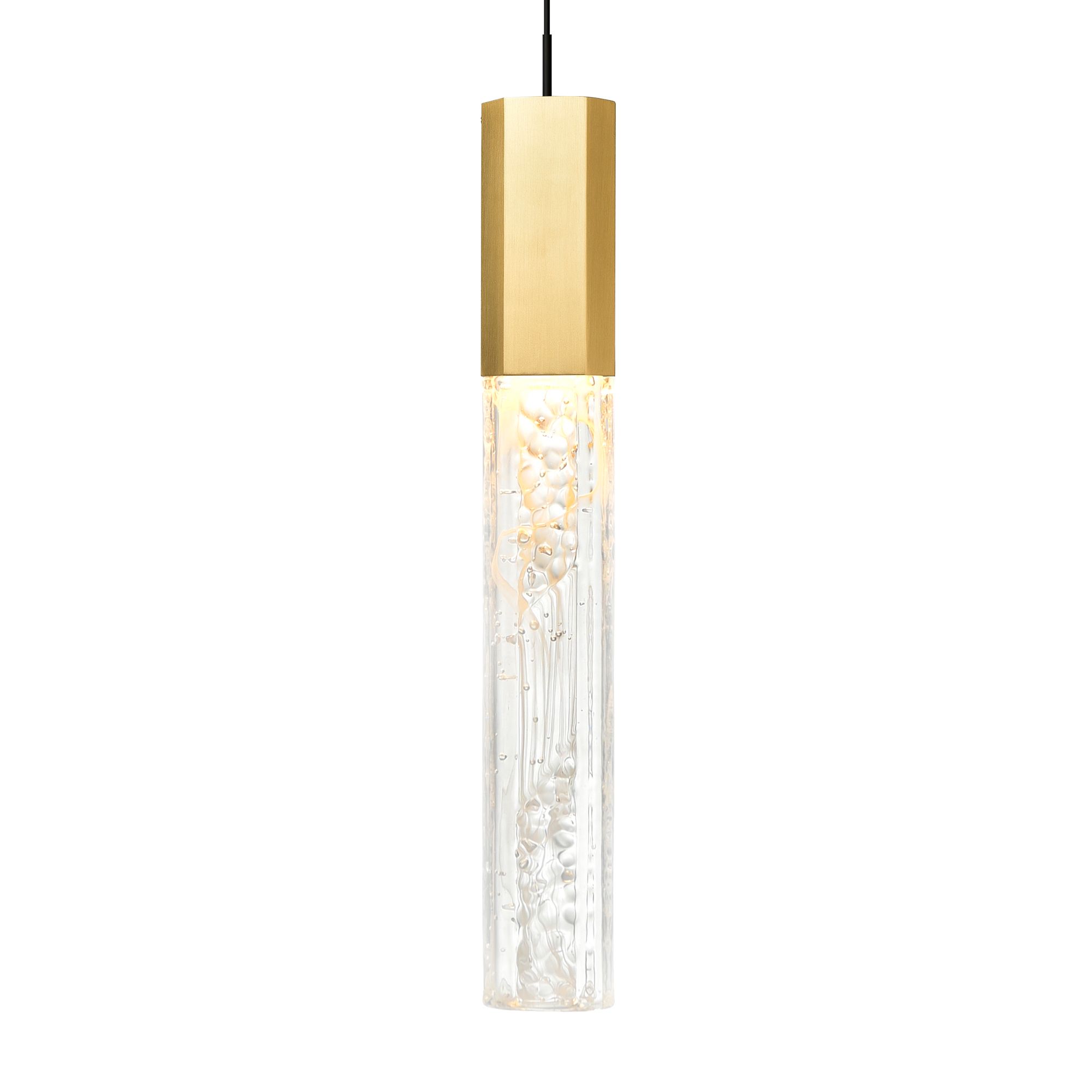Image 4 Greta Integrated LED 5in Brass Mini Pendant with Handcrafted Glass more views