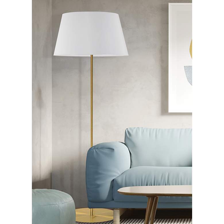 Image 1 Gretchen 62.75" High Aged Brass Round Base Floor Lamp With White Shade