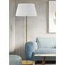 1_Gretchen 62.75" High Aged Brass Round Base Floor Lamp With White Shade