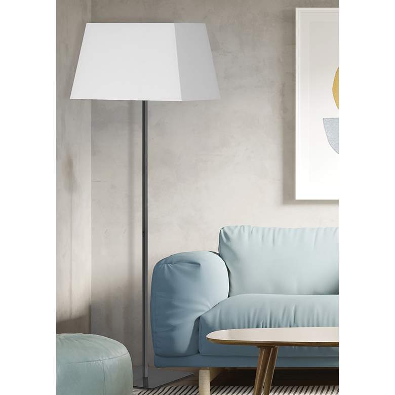 Image 1 Gretchen 62.75" High Matte Black Square Floor Lamp With White Shade