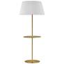 Gretchen 62.75"H Aged Brass Round Base Shelf Floor Lamp w/ White Shade