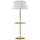 Gretchen 62.75"H Aged Brass Round Base Shelf Floor Lamp w/ White Shade