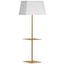 Gretchen 62.75"H Aged Brass Square Floor Lamp w/ Shelf w/ White Shade