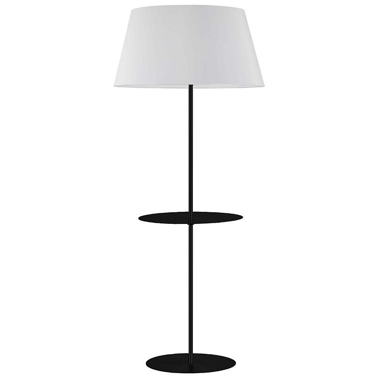 Image 2 Gretchen 62.75"H Matte Black Round Base Shelf Floor Lamp w/ White Shad
