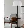 1_Gretchen 62.75"H Matte Black Round Base Shelf Floor Lamp w/ White Shad