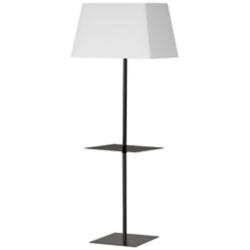 Gretchen 62.75"H Matte Black Square Floor Lamp w/ Shelf w/ White Shade