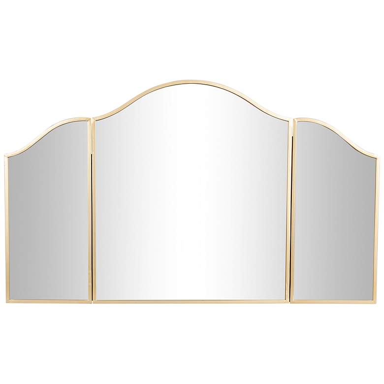 Image 2 Gretel Glossy Gold Metal 53" x 31" Arched Wall Mirror