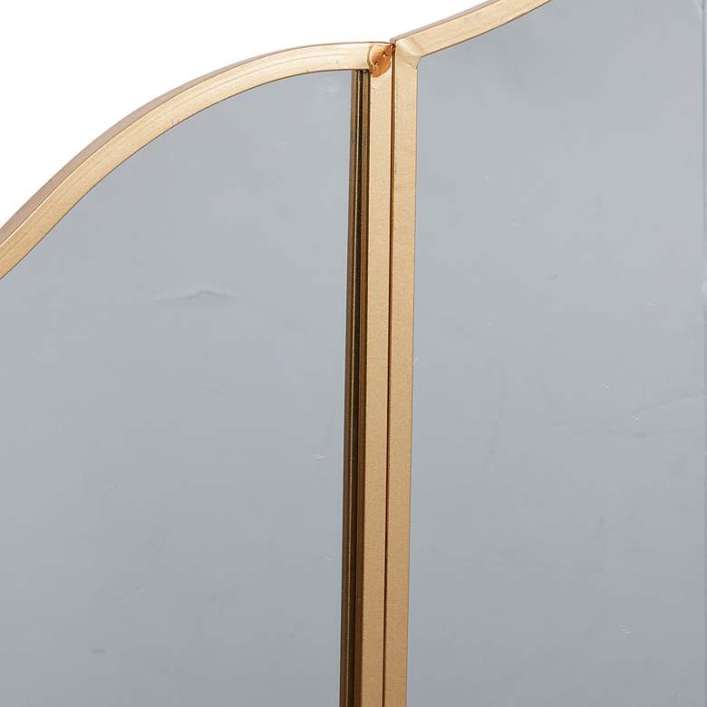 Image 3 Gretel Glossy Gold Metal 53" x 31" Arched Wall Mirror more views