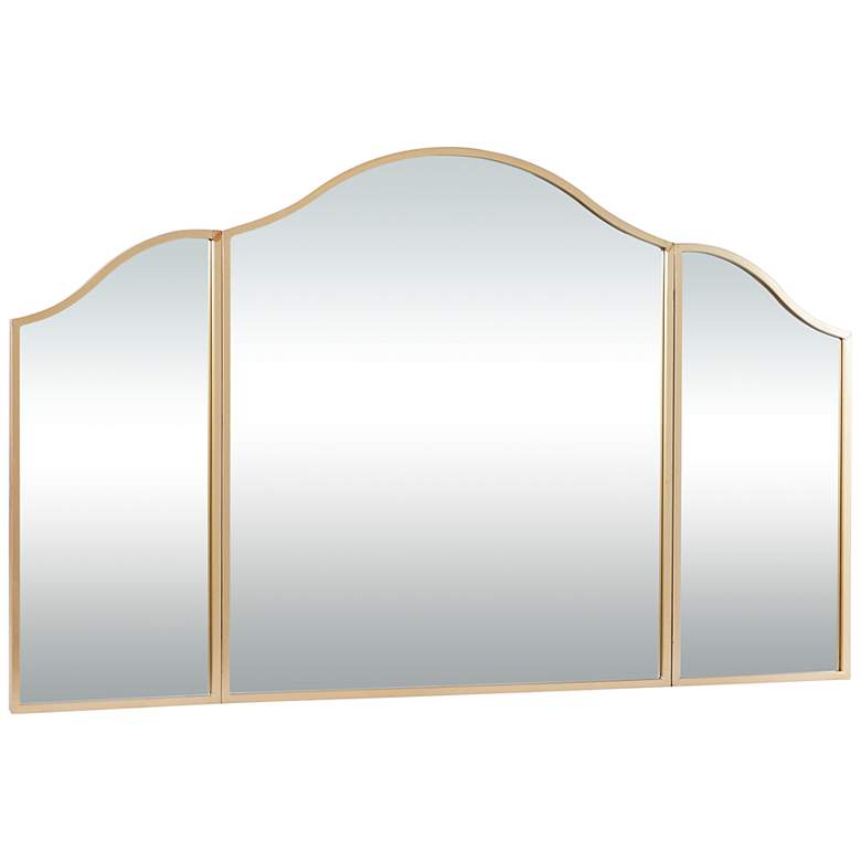 Image 6 Gretel Glossy Gold Metal 53" x 31" Arched Wall Mirror more views
