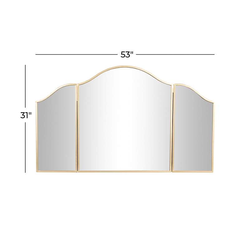 Image 7 Gretel Glossy Gold Metal 53" x 31" Arched Wall Mirror more views