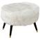 Greuvee White Faux Fox Fur Oval Ottoman