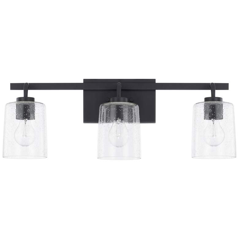 Image 1 Greyson 24 1/2 inch Wide Matte Black 3-Light Vanity Bath Light