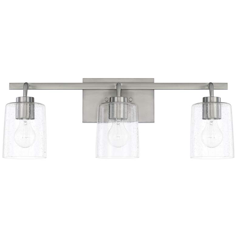 Image 4 Greyson 24 1/2 inchW Brushed Nickel 3-Light Vanity Bath Light more views