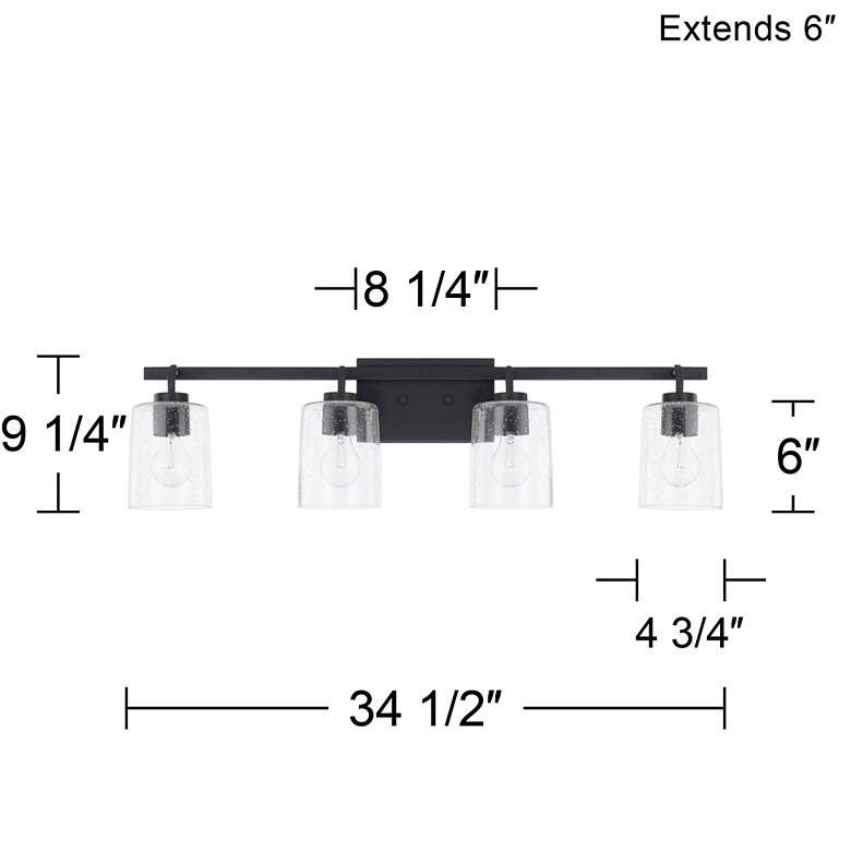 Image 7 Greyson 34 1/2 inch Wide Matte Black 4-Light Vanity Bath Light more views