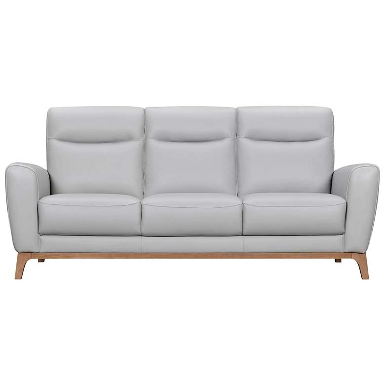 Image 1 Greyson 83 in. Wide Sofa in Dove Gray Leather Upholstery