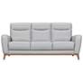 Greyson 83 in. Wide Sofa in Dove Gray Leather Upholstery