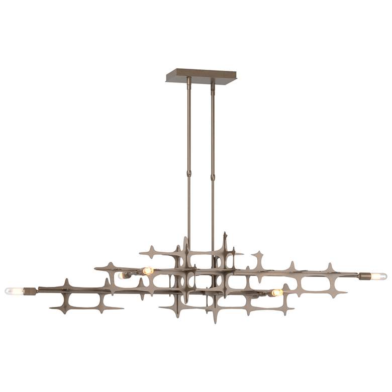 Image 1 Grid 53.6" Wide Bronze Pendant