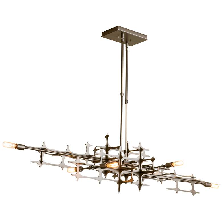 Image 1 Grid 53.6" Wide Dark Smoke Pendant