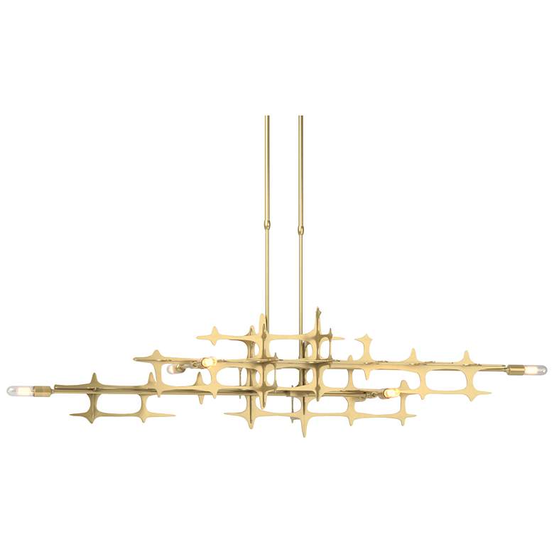 Image 1 Grid 53.6 inch Wide Modern Brass Long Pendant