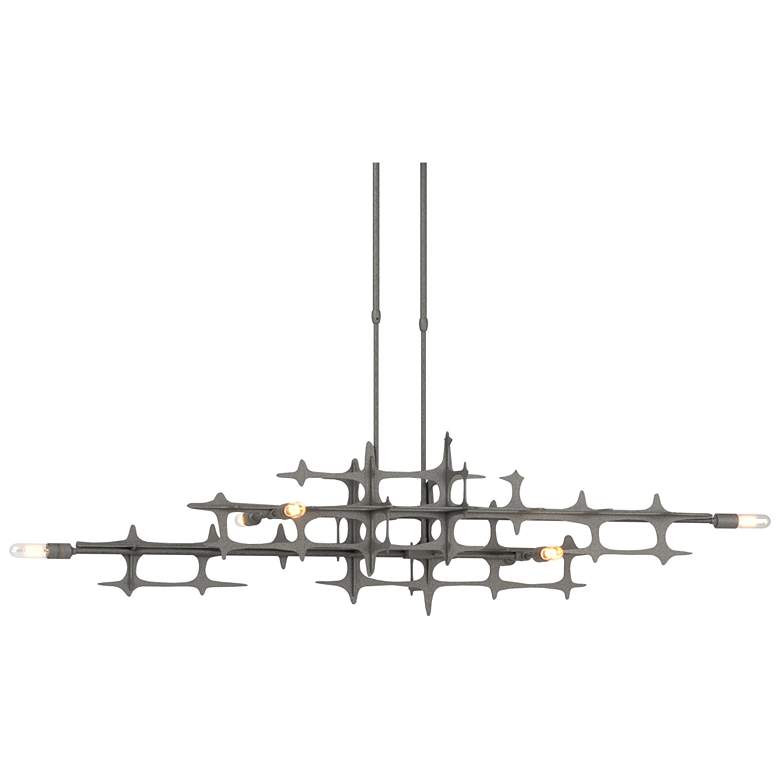 Image 1 Grid 53.6" Wide Natural Iron Long Pendant