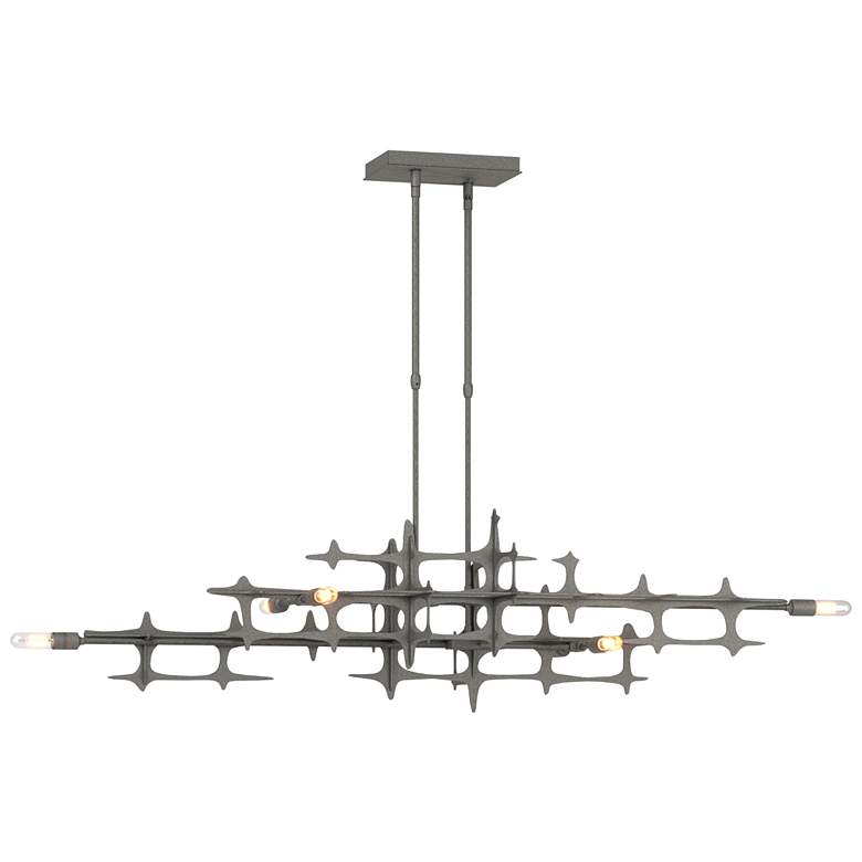 Image 1 Grid 53.6" Wide Natural Iron Pendant