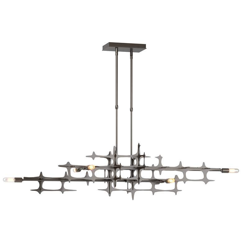 Image 1 Grid 53.6" Wide Oil Rubbed Bronze Pendant