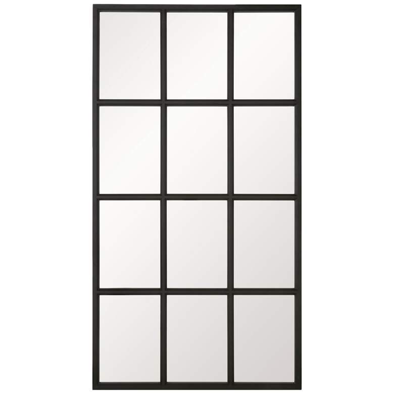 Image 1 Grid Matte Black Oak 46" x 85" Rectangular Floor Mirror