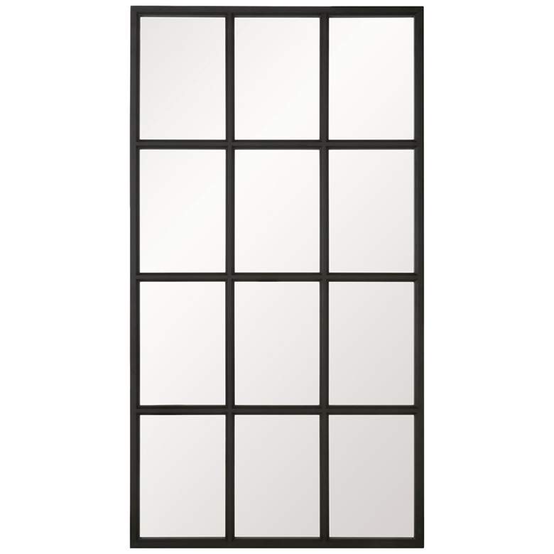 Image 1 Grid Mirror, Matte Black Oak
