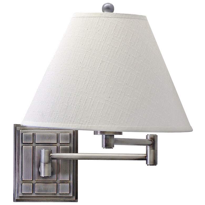 Image 1 Grid Panel Silver Finish Plug-In Swing Arm Wall Lamp