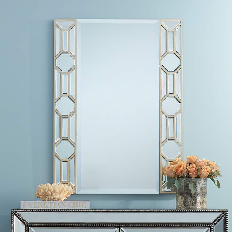 Image 1 Gridley 25 3/4" x 34 3/4" Lined Rectangular Wall Mirror