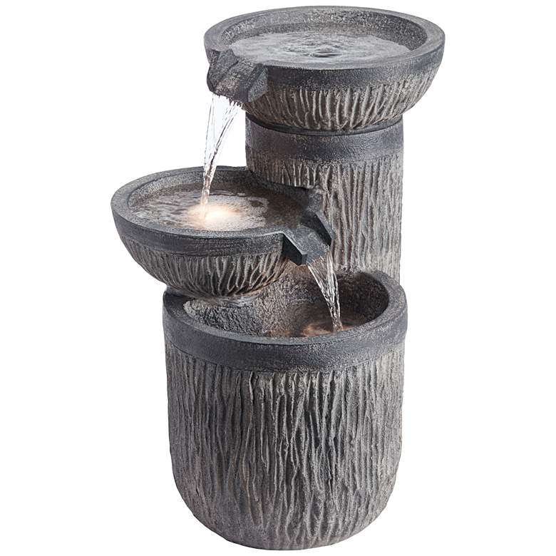 Image 1 Griffin 21 1/2" High Indoor/Outdoor LED Three-Tier Fountain