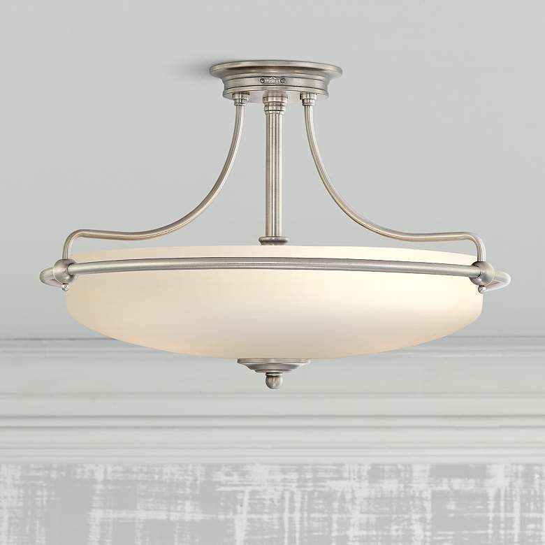 Image 1 Griffin Collection Antique Nickel 21 inch Wide Ceiling Light