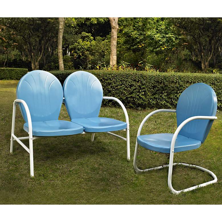 Image 1 Griffith 2-Piece Sky Blue Outdoor Conversation Seating Set