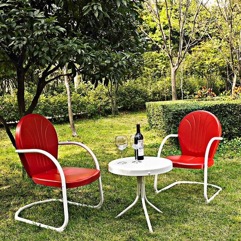 Image 1 Griffith 3-Piece Red Metal Outdoor Table and Chairs Set