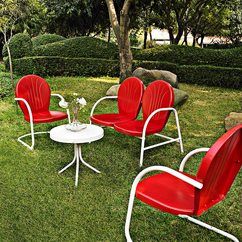 Image 1 Griffith 4-Piece Red Loveseat Outdoor Conversation Set