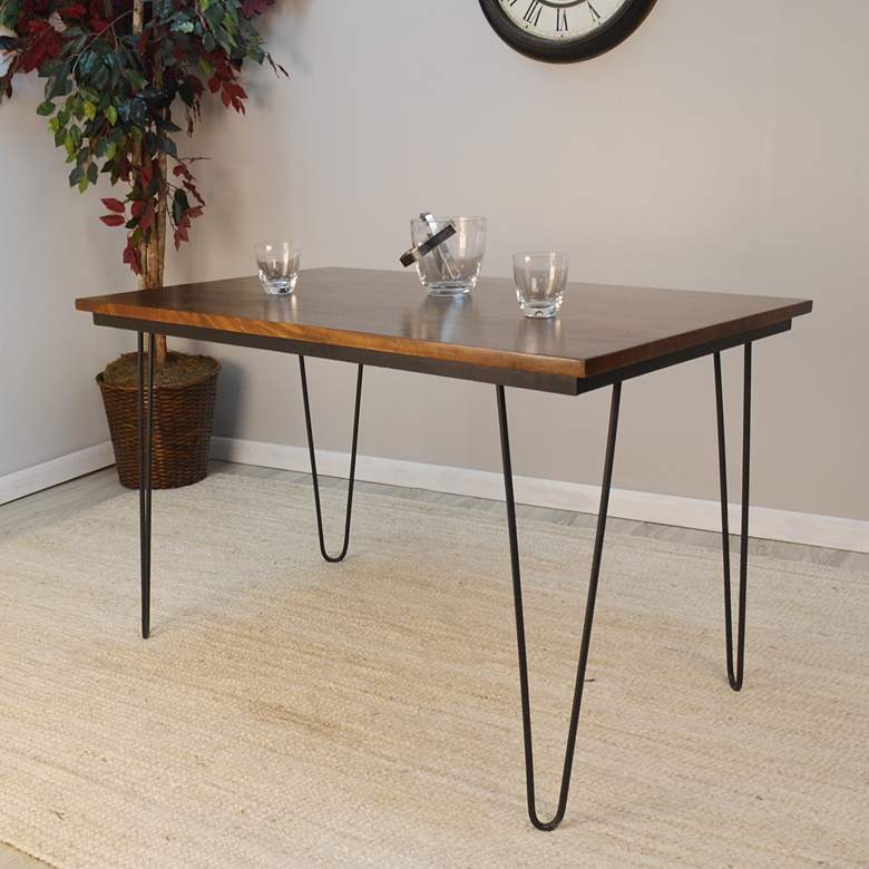 Image 1 Griffith 48 inch Wide Elm Wood and Black Iron Dining Table