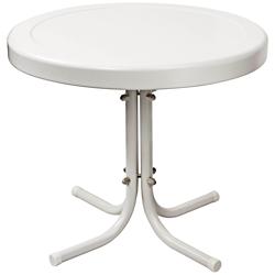 Griffith Alabaster White Powdercoat Round Outdoor Side Table