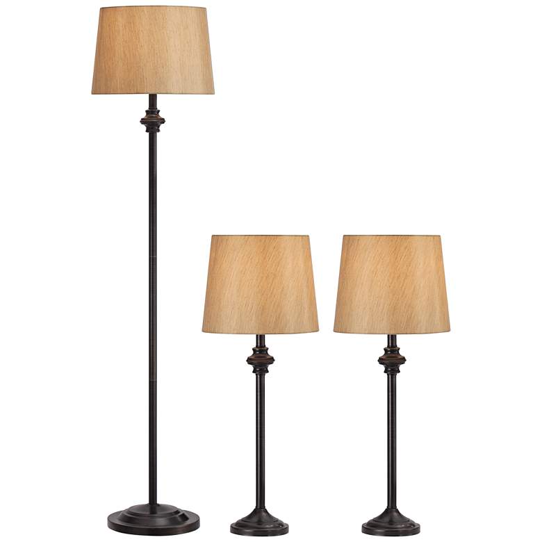 Image 1 Griffith Bronze 3-Piece Table and Floor Lamp Set w/9W LED Bulbs