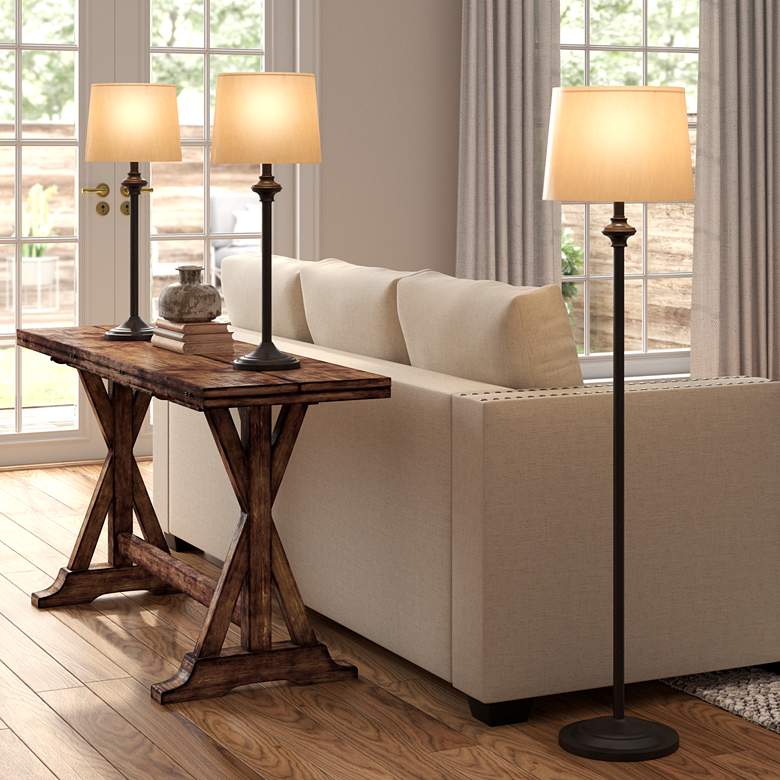 Image 1 Griffith Bronze Table Lamps and Floor Lamp Set of 3
