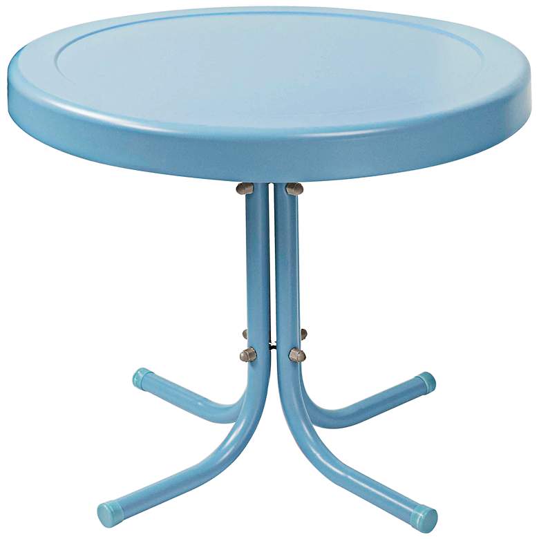 Image 1 Griffith Caribbean Blue Powdercoat Round Outdoor Side Table