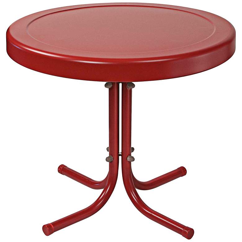 Image 1 Griffith Coral Red Powdercoat Round Outdoor Side Table